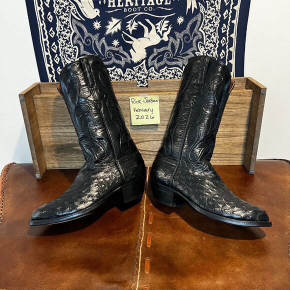 Lucchese Black Full Quill Ostrich Cowboy Boots in Men\'s 7EE/7.5D main image 11